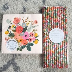 Rifle Paper Co Garden Party straws and napkins